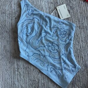 Peppermayo Light Blue Mountain High Shoulder Top